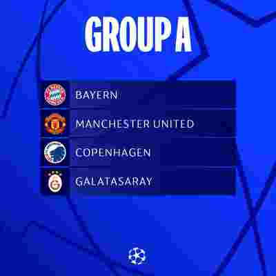 欧冠A组：拜仁、曼联、哥本哈根、加拉塔萨雷